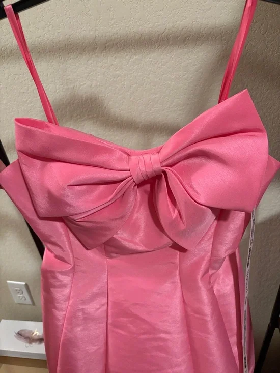 NWT Mac Duggar Convertible Strap Light Pink Bow-Front Party Mini Dress - Picture 3 of 6